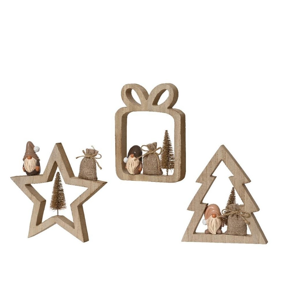 APPENDINO GNOMI LEGNO H.16.5CM. 3 ASSORTITI